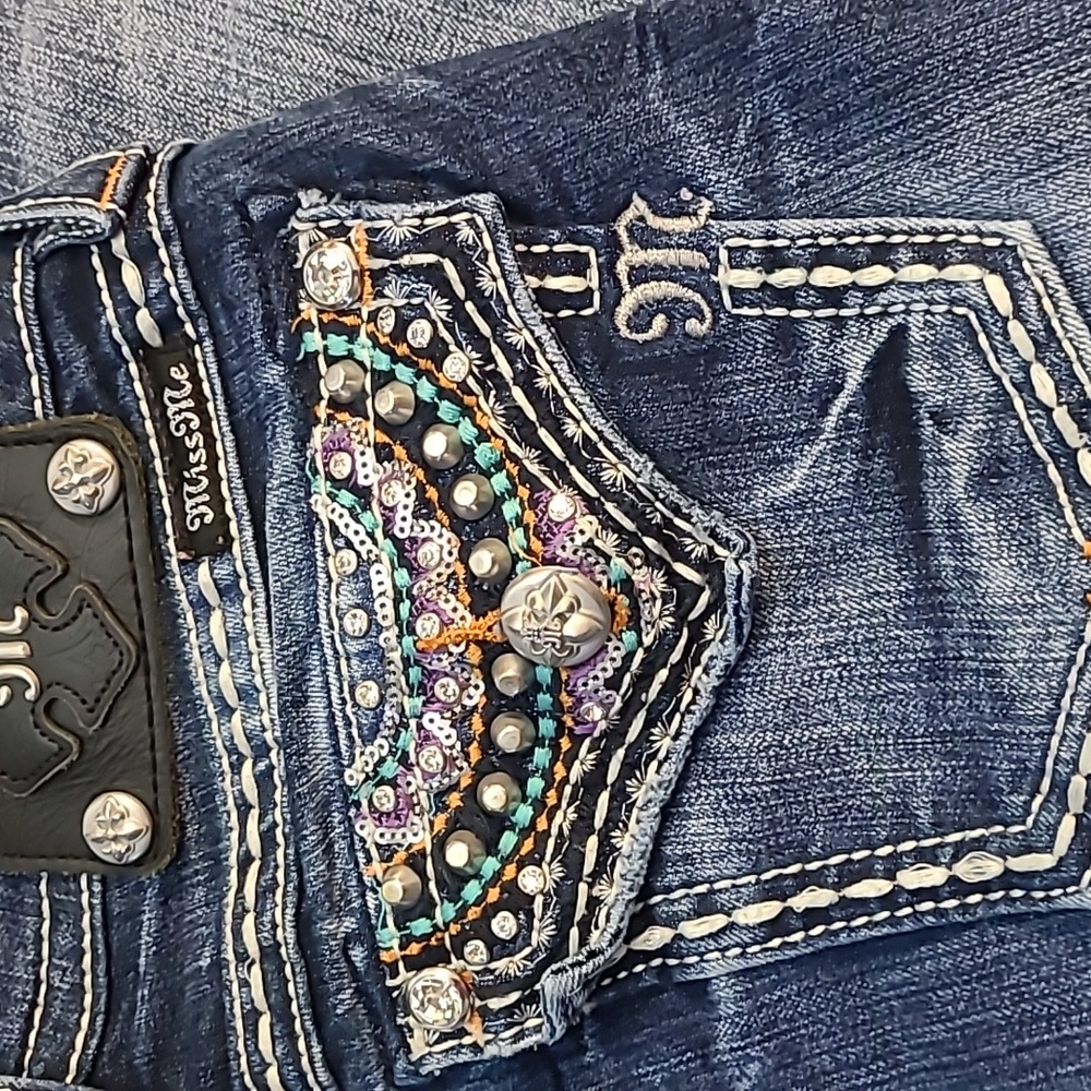 BOHO Miss Me Jeans Cute Pocket Details! Size 25 ♦♦♦ - Picture 8 of 9